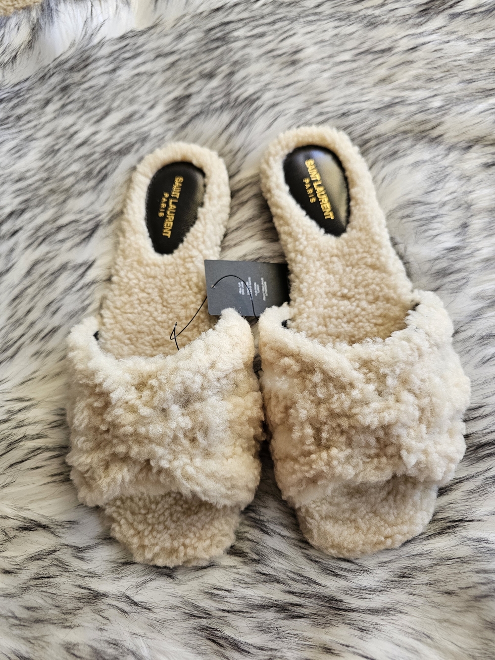 Saint Laurent Shearling Tribute Sandals